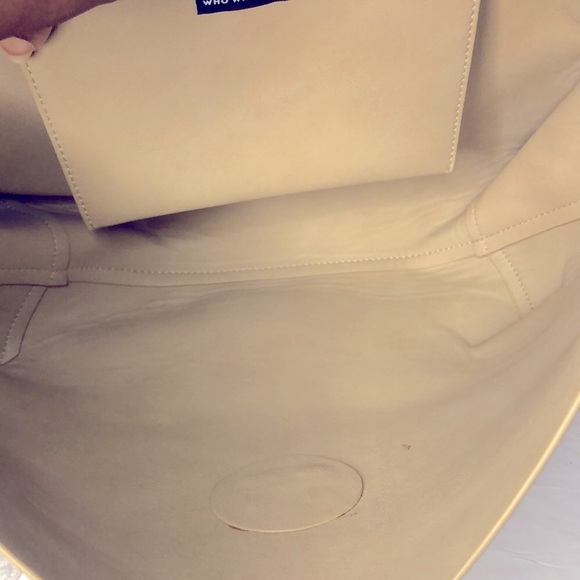 WHO WHAT WEAR large color block (cream & rust colored) satchel tote handbag. - Picture 10 of 15